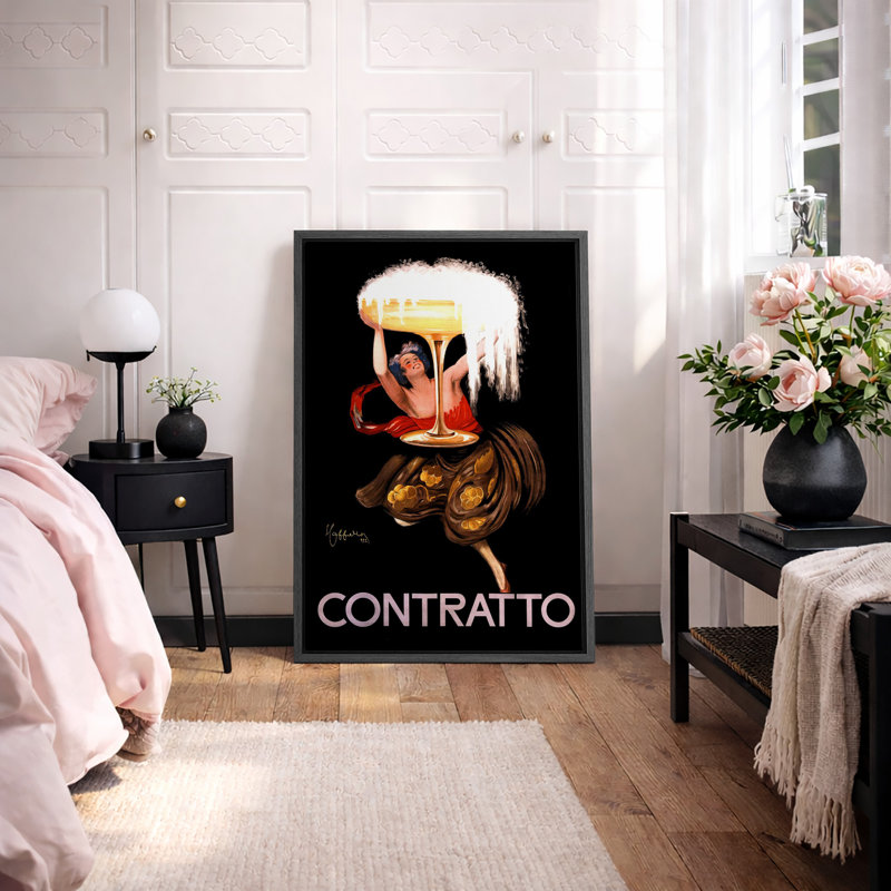 «Contratto Italian Art Deco Wine», affiche d'art européen rétro, impression sur toile encadrée, H 24 po x l 16 po x P 1,5 po