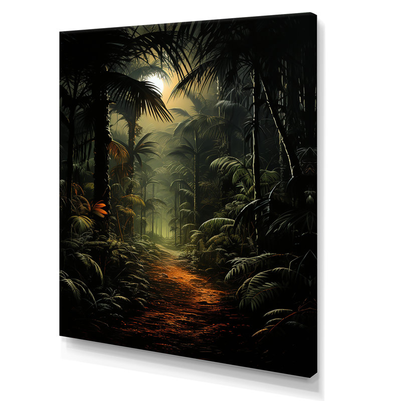 Jungle Charcoal Shadows sur impression sur toile, H 32 po x l 16 po x P 1 po, Toile tendue