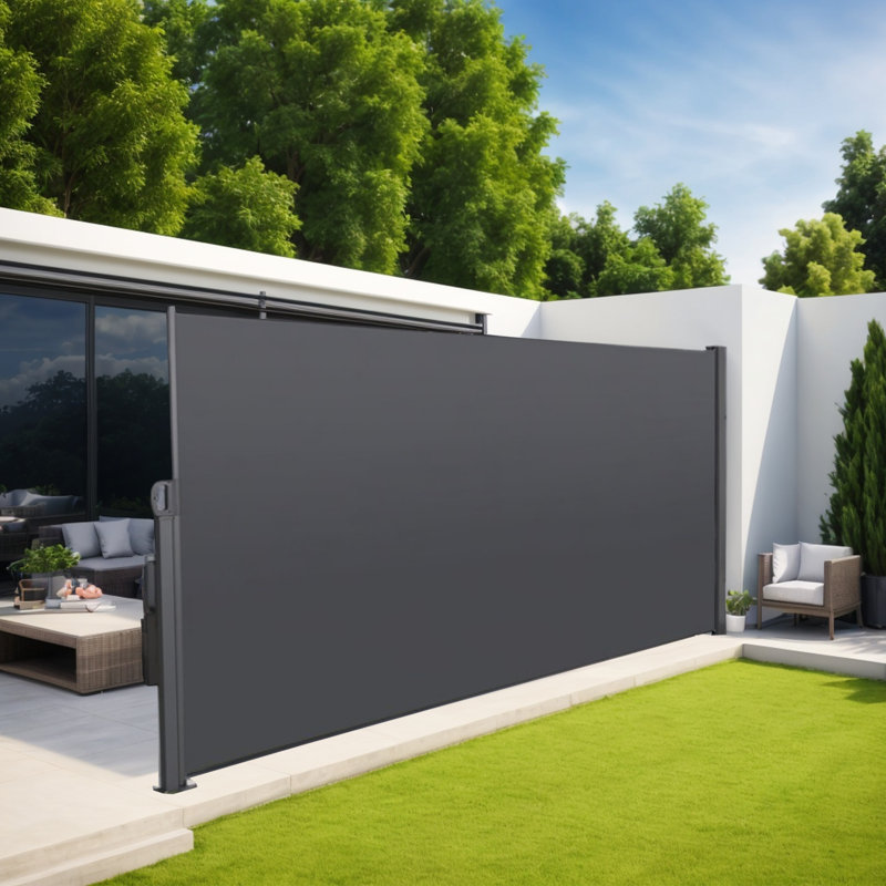 Sunny Yard D Polyester Cover Retractable Patio Awning, 71" H x 138" W x 1.58" D