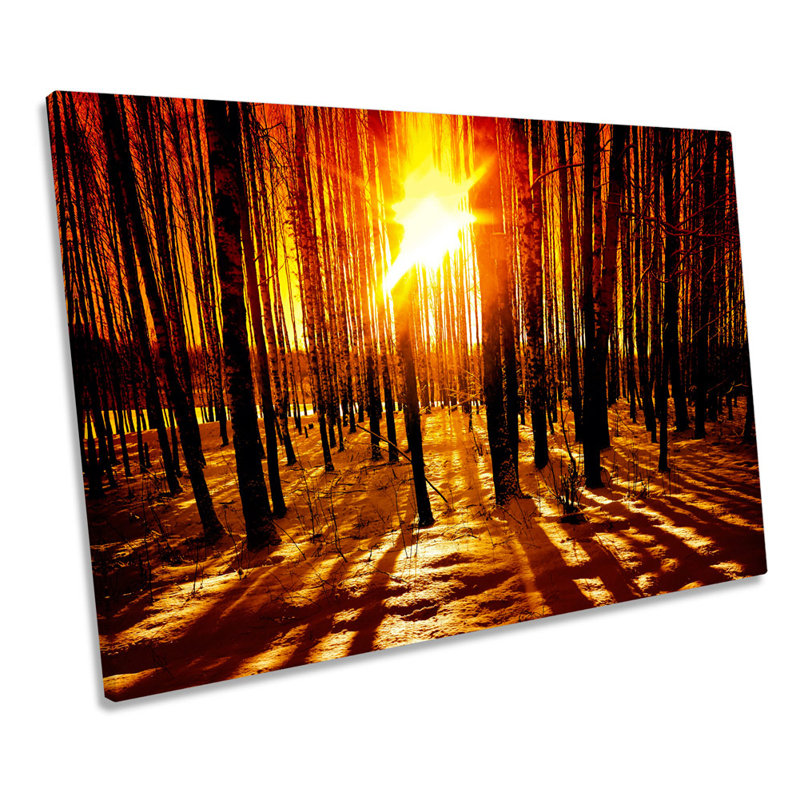 Winter Forest Sunset Landscape - Wrapped Canvas Art Prints, 30.5cm H x 45.7cm W x 2cm D