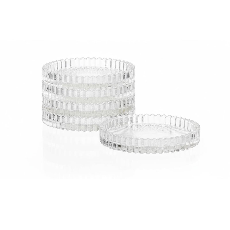 Set of 5 Modern Clear Glass Coasters - Coffee Table & Bar Decor