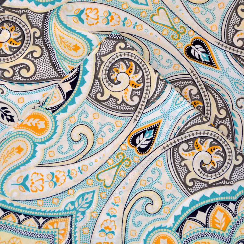 Twin Blue and Yellow Cotton Percale Sheet Set