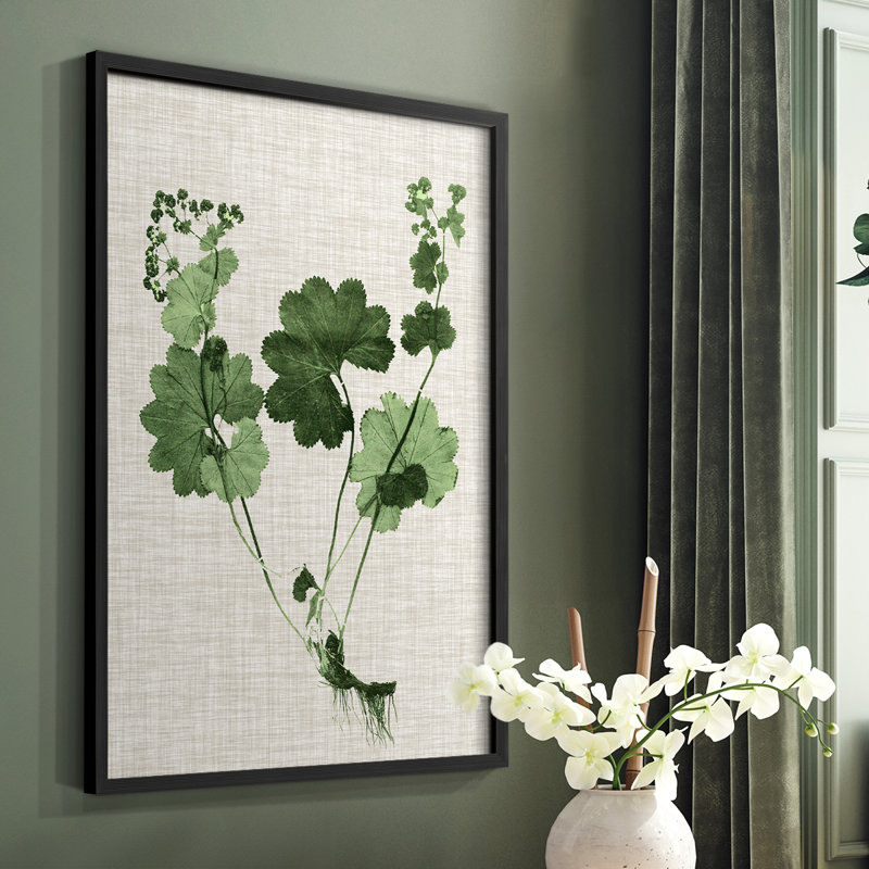 «Forest Foliage on Linen I», reproduction encadrée - bois massif, Noir, H 20 po x l 16 po