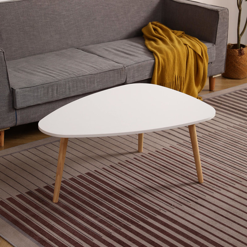Table de salon en forme d'œuf de 950 mm: élégante et fonctionnelle, blanc et chêne