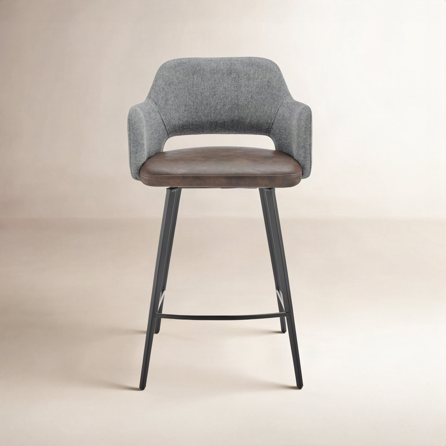 Ivonne Swivel Bar and Counter Stool, Light Brown Faux Leather, Counter Stool (25.6” Seat Height)