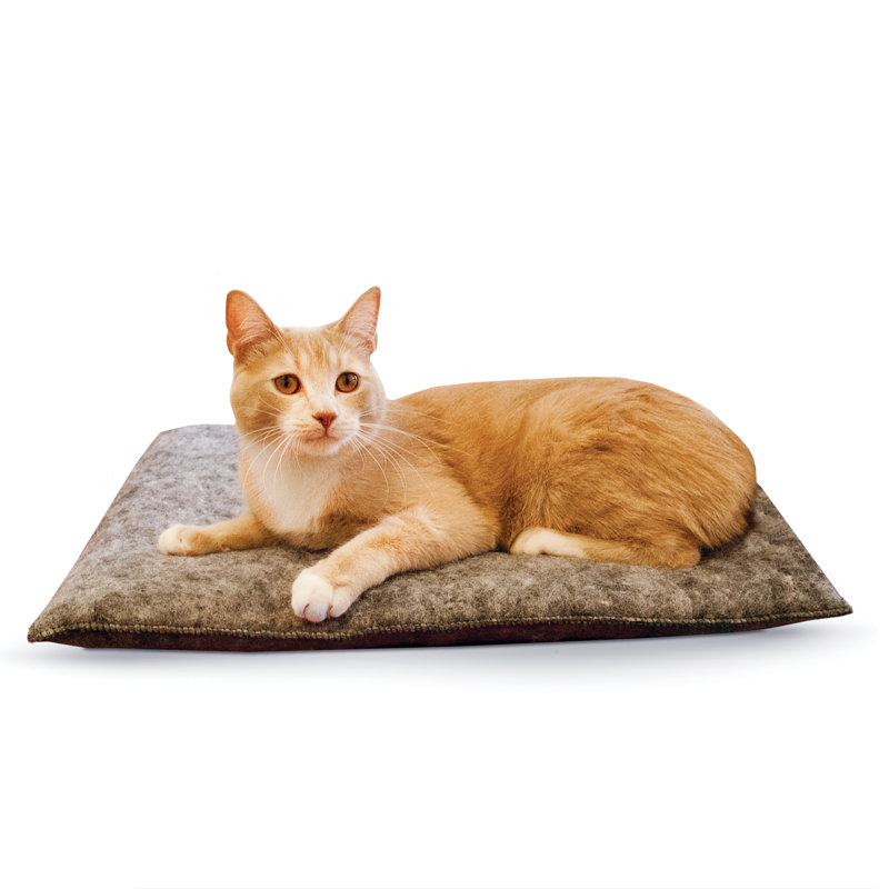 Gray Heated Polyester Rectangular Cat Bed Pad