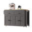  74.5" Kitchen Island with Extendable Table, Rolling Cart with Spice Rack, Storage Cabinet, Grey-1048284933