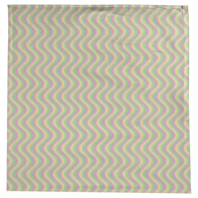 Nappe carrée à chevrons en coton à chevron 100%, Pink/Yellow/Green