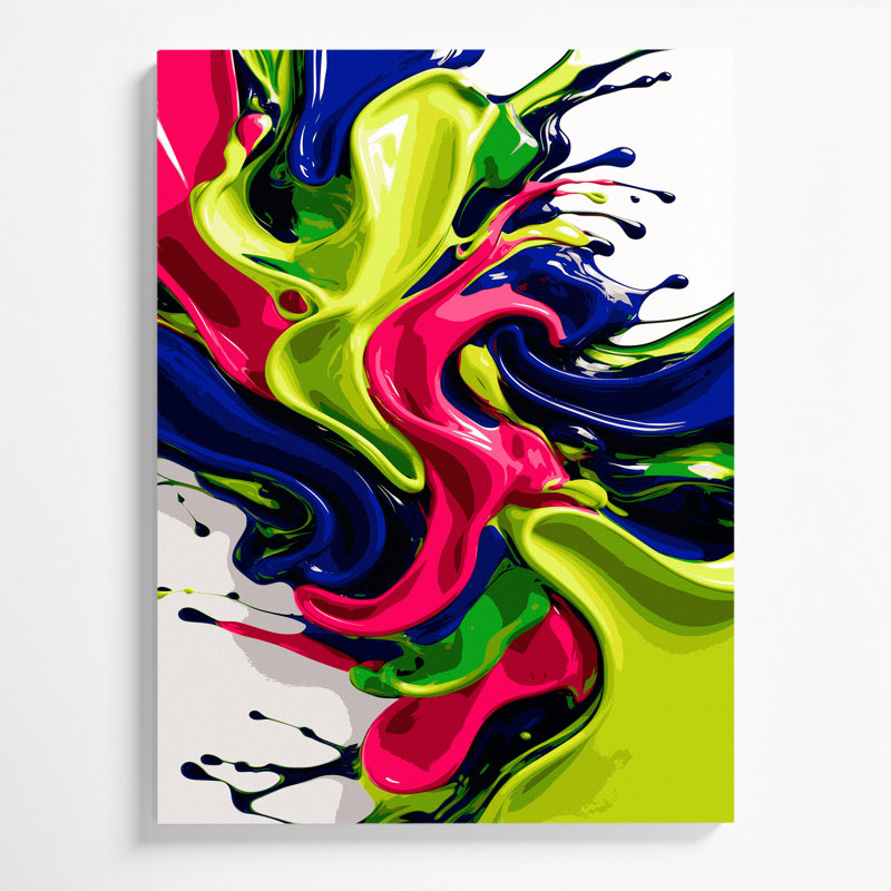 Abstrait art fluide sur toile verte 50, H 20 po x l 16 po