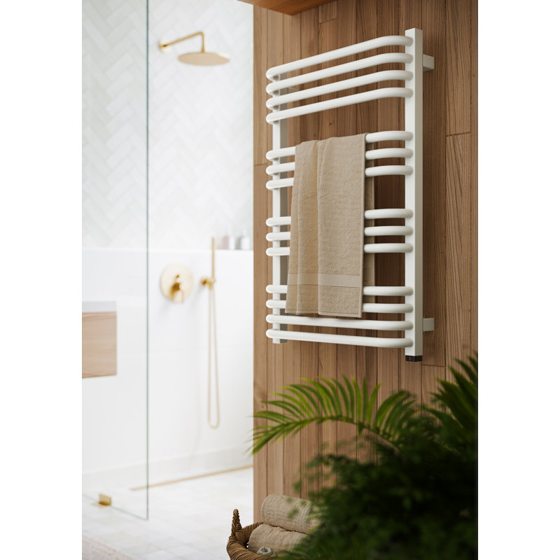 Alex One Electric Towel Rail, White, Straight Towel Rail, 760cm H x 50cm W x 132cm D