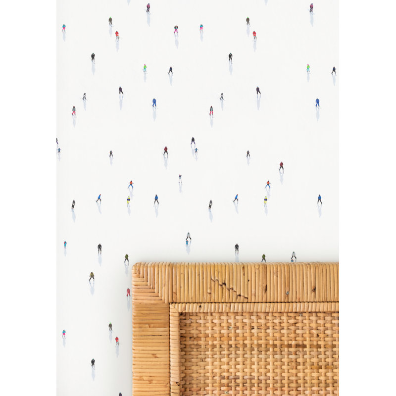 Rouleau de papier peint adhésif 10 pi x 24 po Downhill Skiers, Non encollé, Faux Grasscloth