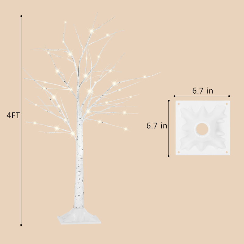 48'' Faux Birch Tree in Freestanding