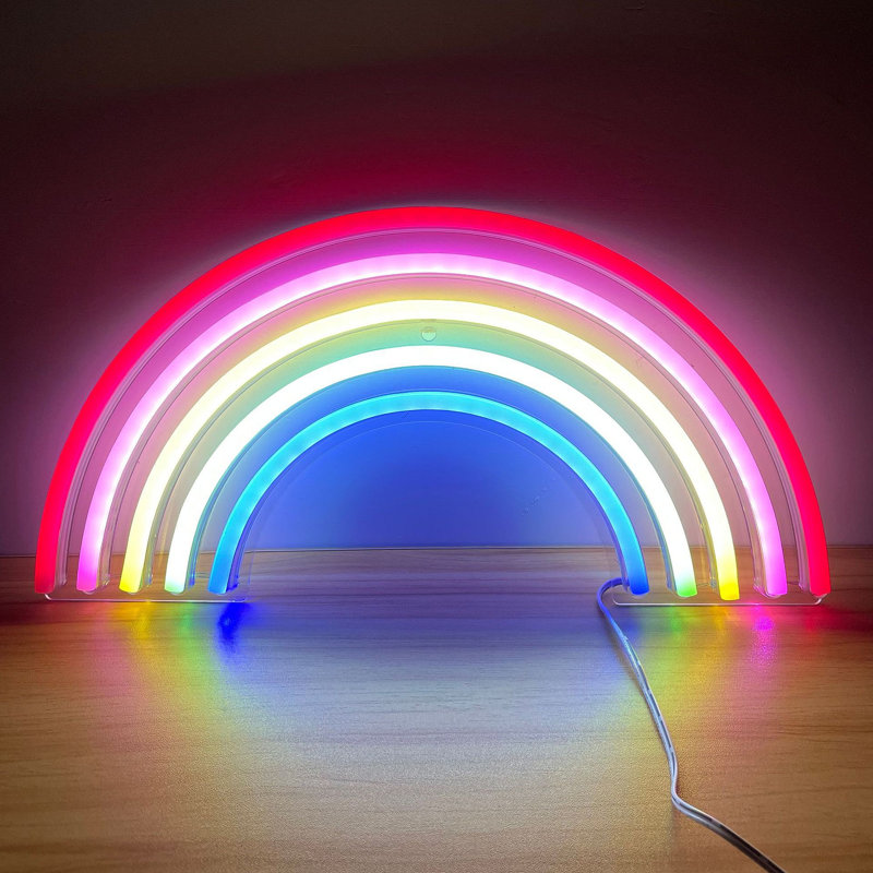Neon Rainbow LED Light Sign by TRIXES - 38cm USB Powered Night Light - Decorative Lighting for the Home