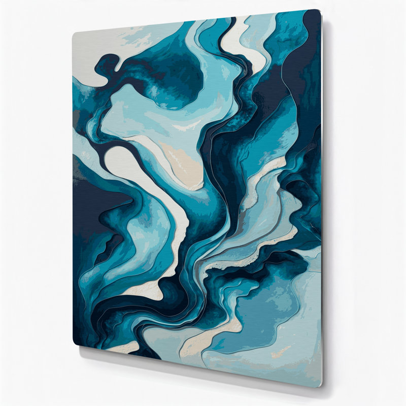 Abstract Landscape 39 Blue Metal Wall Art, 16" H x 20" W