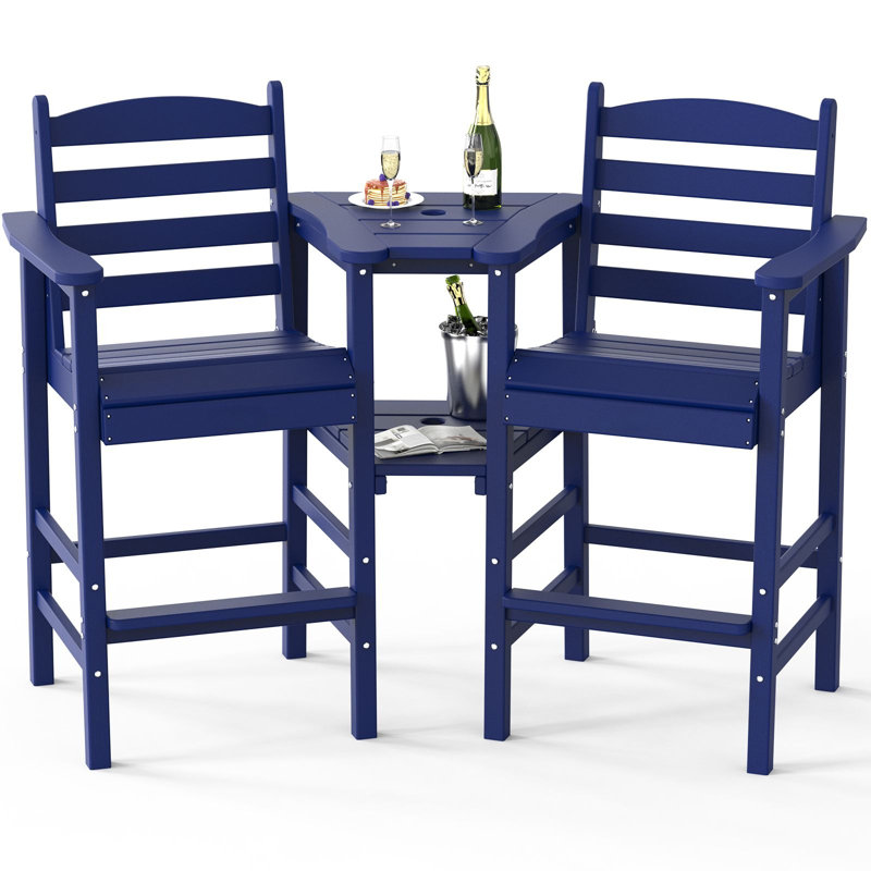 Tall Adirondack Chairs With Removable Double Connecting Trays (Set Of 2), Blue