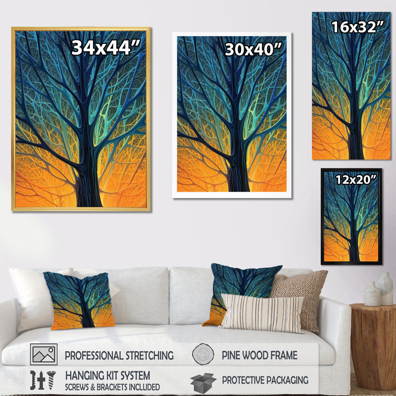 " Close-up of Winter Tree in Golden Evening Glow " Color Photography Print, 20" H x 12" W, Wrapped Canvas