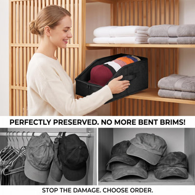 Lot de 2 boîtes de rangement pliables pour casquettes de baseball, en polyester avec fenêtre transparente, compatibles avec les casquettes de baseball et de golf. Couleur : gris.