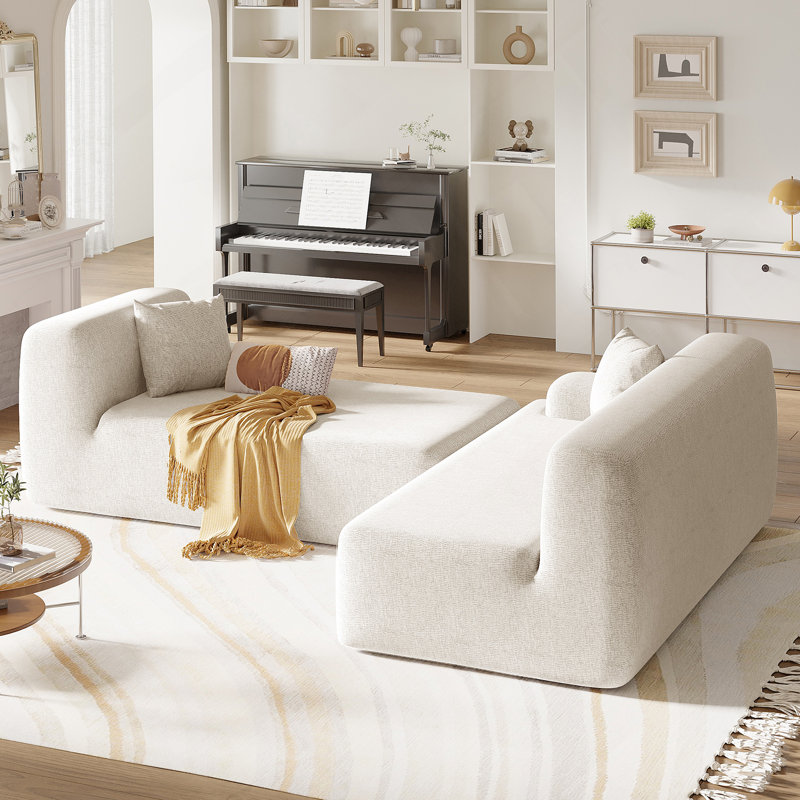 Canapé modulaire 2 pièces 2 pièces, Chenille beige