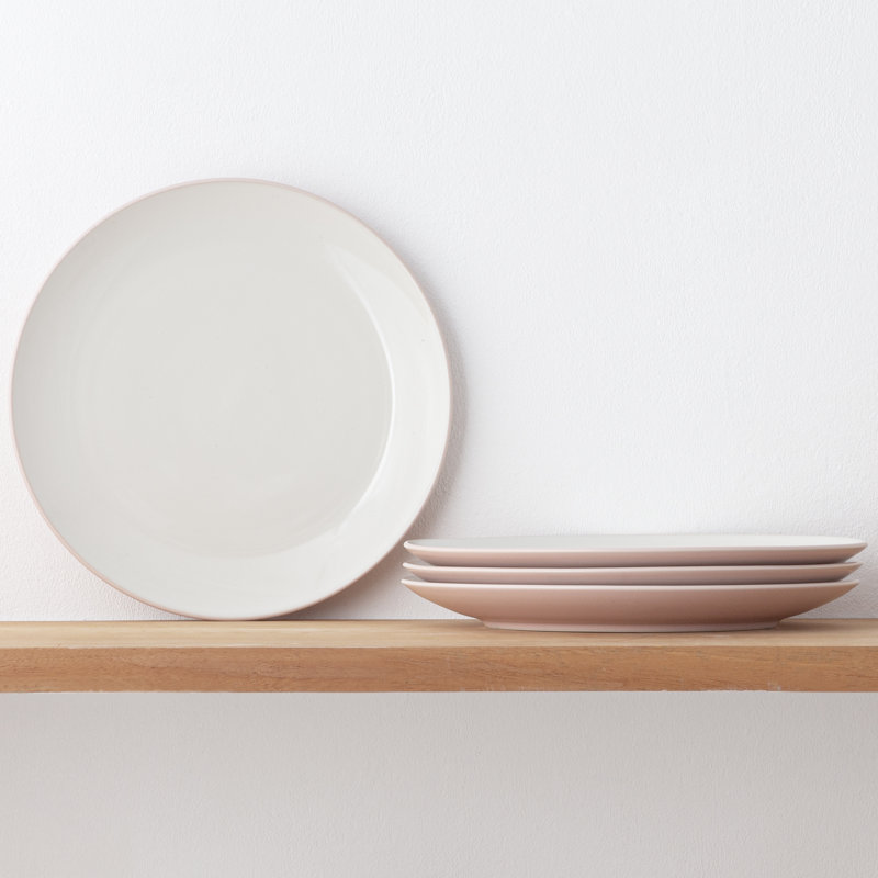 Pink Ceramic Microwave-Safe Dinner Plates, Set of 4