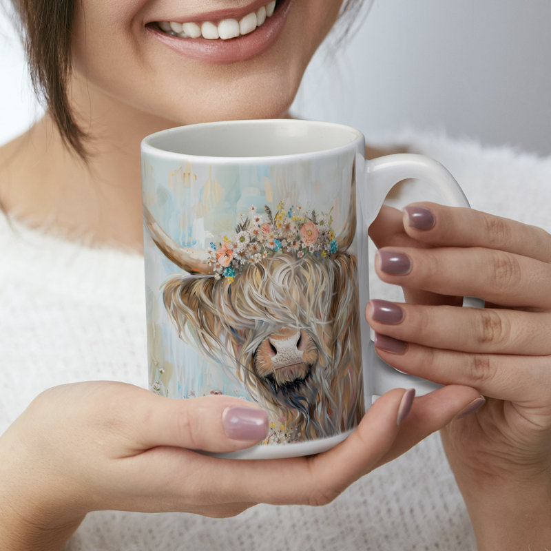 Highland Beauty 15 oz. Tasse décorative en céramique