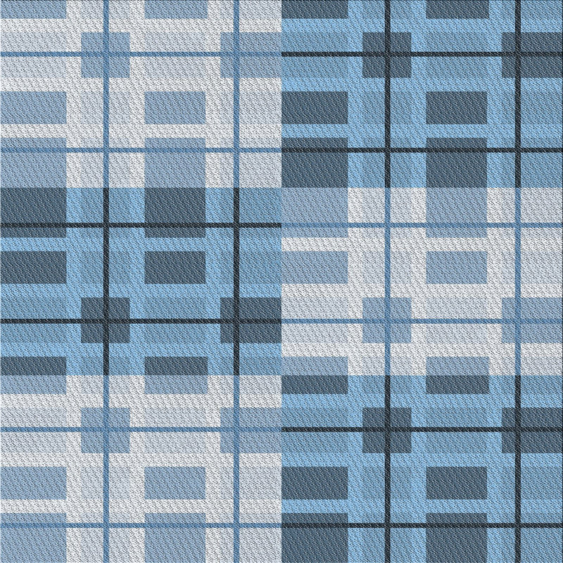 Tapis bleu/blanc cassé à motif, Carré 4 pi