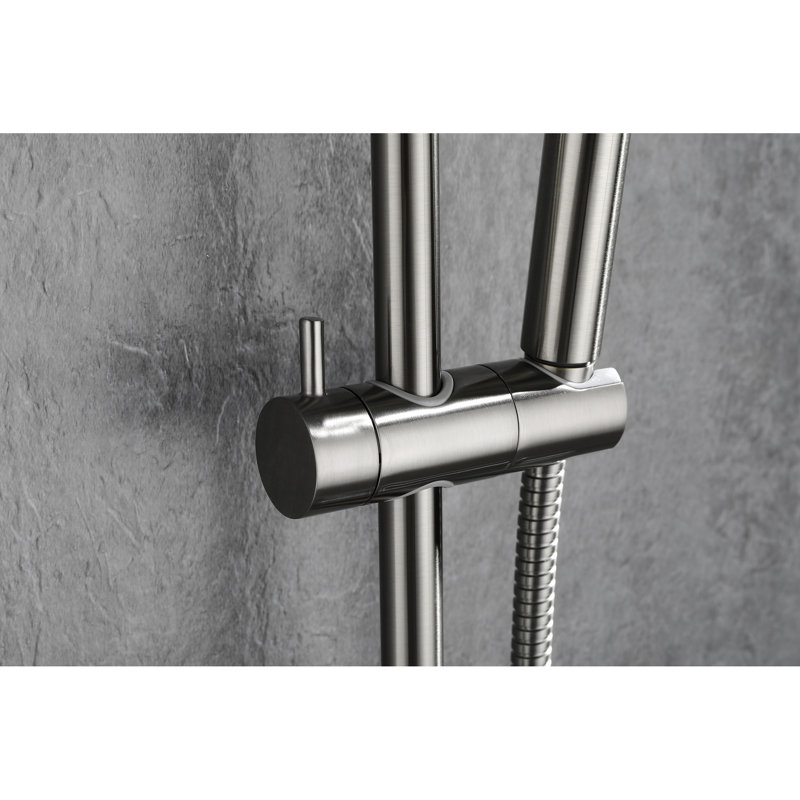 Handheld Shower With 59 - Inch Hose And 28 Slide Bar, Height Flexible Quality, Brushed Nickel Finish, Stainless Steel For Long Run Use Bar Hose, Adjustable Height, Steel, Functional Spray Settings