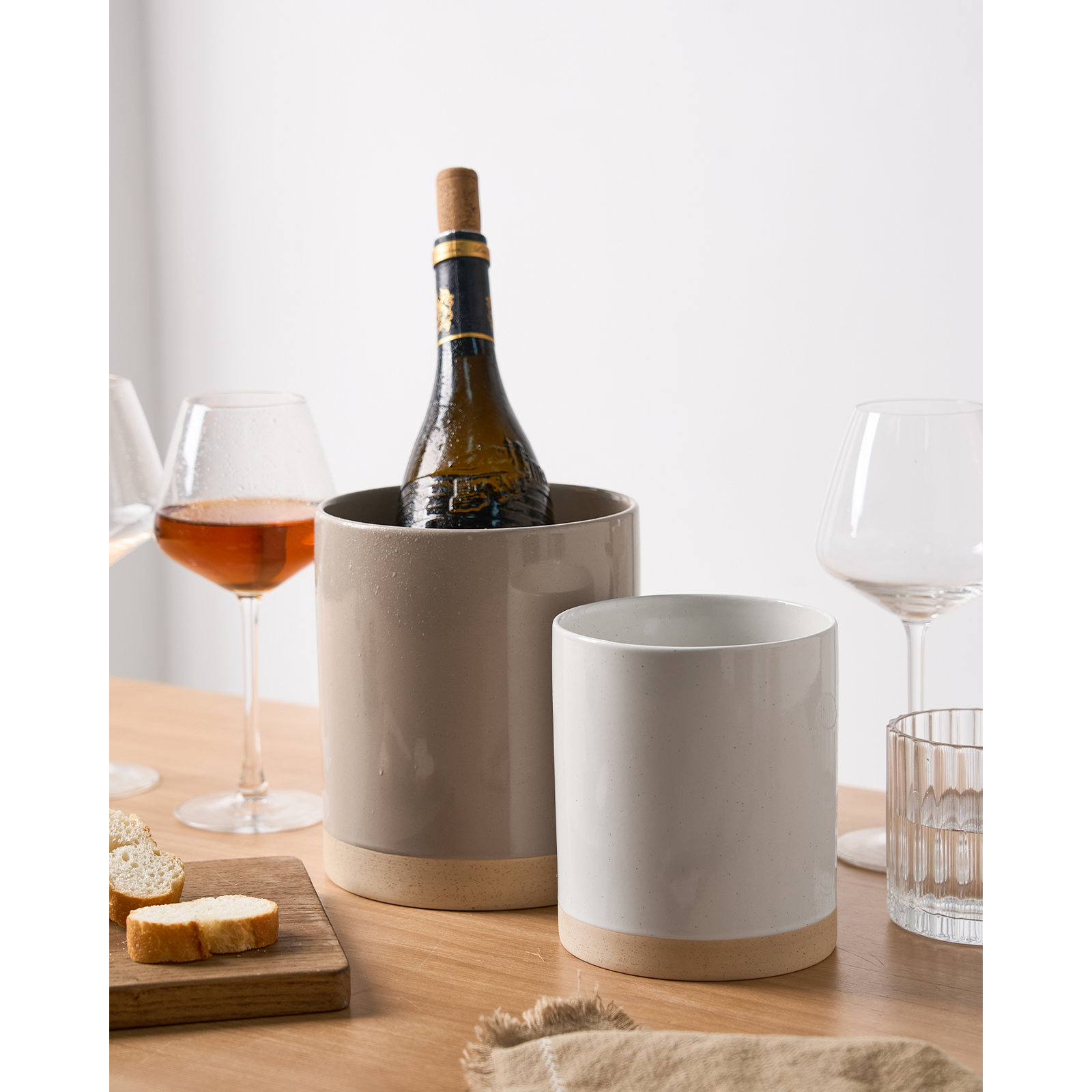  Milkyway 2-Piece Kitchen Utensil Holder For Countertop, Cinnamon Brown/White