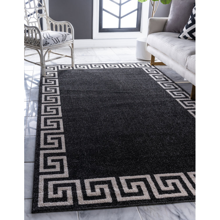 Tapis gris anthracite et beige tissé au métier mécanique Balabak