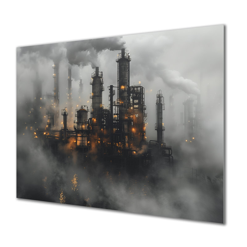 Gris - Fabrication industrielle - Usine, impression d'art mural, Métal métal, H 16 po x l 32 po x P 1 po