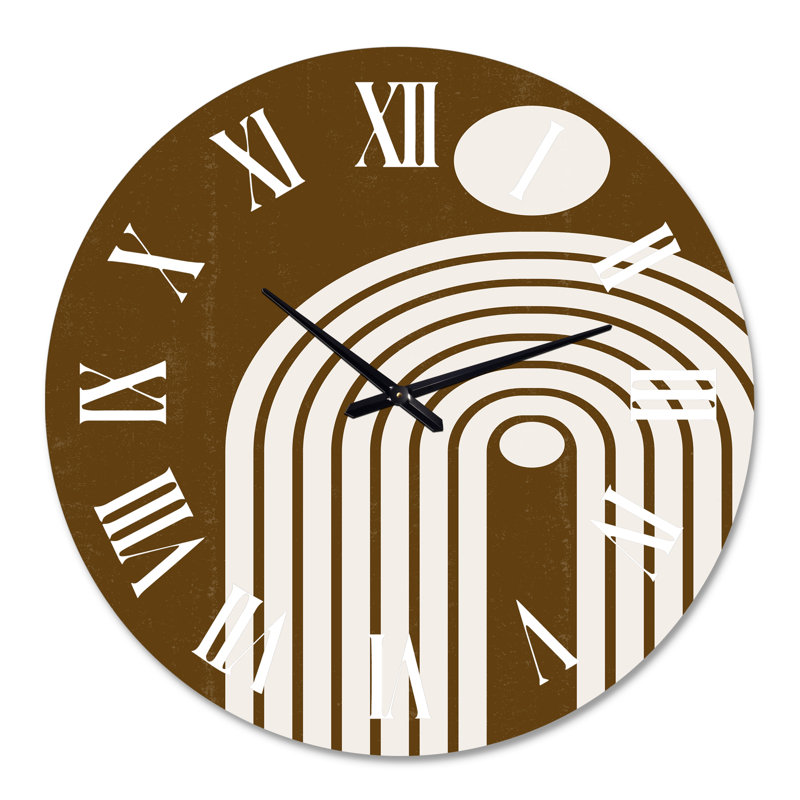 Terracotta Minimalist Boho Rainbow II - Horloge murale moderne, Grand