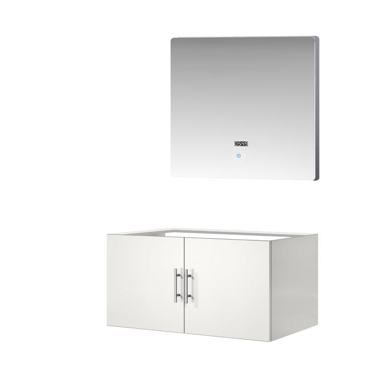 Meuble-lavabo blanc lustré l 36 po x P 22 po et miroir DEL 36 po