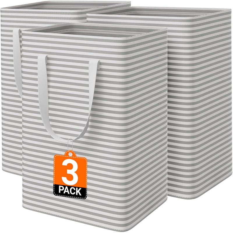 3 Pack Large Laundry Basket,Waterproof & Freestanding Laundry Hamper,Collapsible Clothes Hampers With Easy Carry Long & Reinforced Handles In Bathroom,College Dorm75l