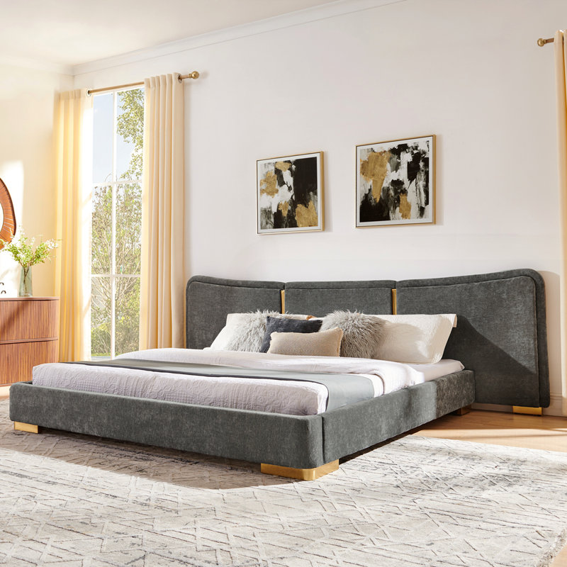 Extra Large Platform Bed, Dark Gray