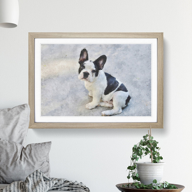 French Bulldog Vol.3 - Picture Frame Graphic Art, 36cm H x 48cm W x 2cm D, Oak Framed