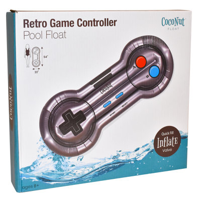 CocoNut Float: contrôleur de jeu rétro - flotteur de piscine - 54 po x 22 po, salon gonflable, anti-fuite, durable, accessoire d'eau