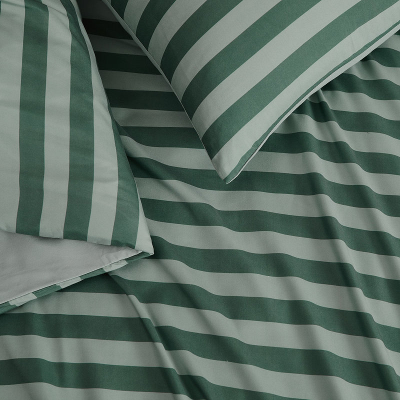 Ensembles de housse de couette en microfibre à rayures vraiment authentiques Weston, Rayures vertes
