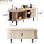 Meuble télé 47 po avec rangement et porte coulissante, idéal pour le salon, la chambre à coucher, le bureau, l'apparence moderne Mid-Century,