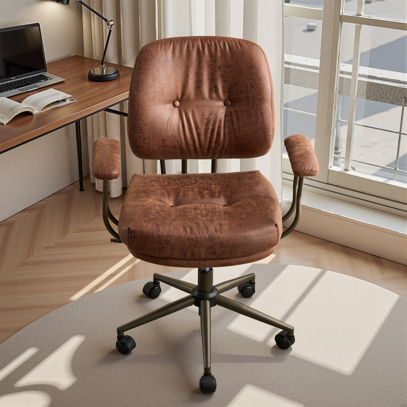Large Size Ergonomic Executive Office Chair -Adjustable Gas Lift Swivel, Brown