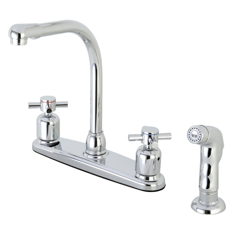 Kingston Brass Concord Two-Handle 4-Hole 8" Centerset Kitchen Faucet with Side Sprayer