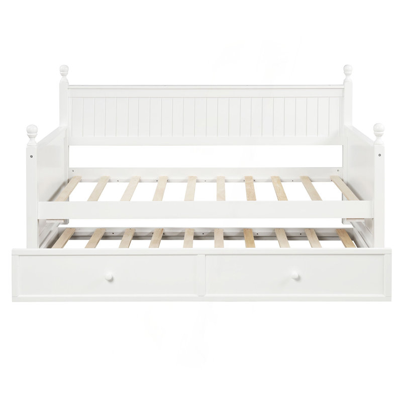 Lit de jour simple en bois avec lit gigogne simple (blanc)