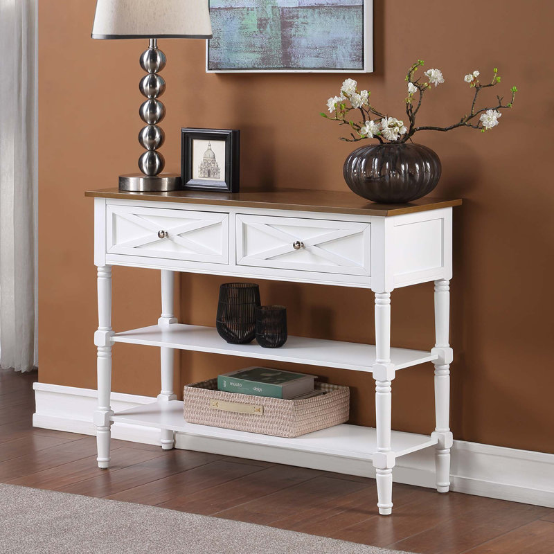 Lirette 38'' Console Table, Driftwood/White