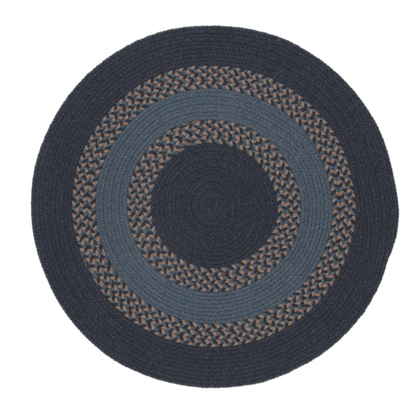 Tapis réversible en mélange de laine Schœnock - bleu marine, Rond 16 po