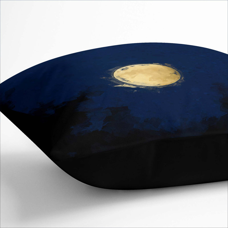 Moon Through the Trees Cushion with Filling, 40cm H x 40cm W x 15cm D, Black