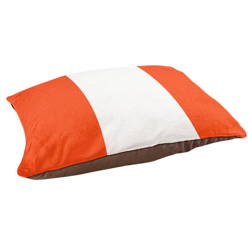 Coussin pour chien Indiana, Petit (l 28 po x P 18 po x H 6 po), Orange/Blanc