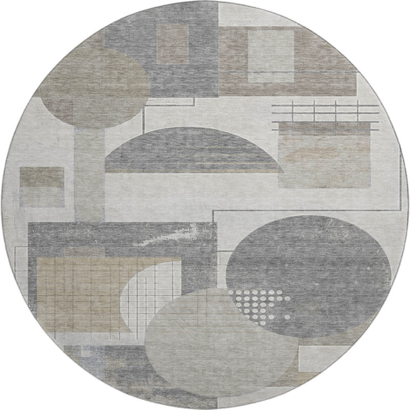 Premium Machine Washable Mehara AMF1695 Geometric Rug, Round 8'