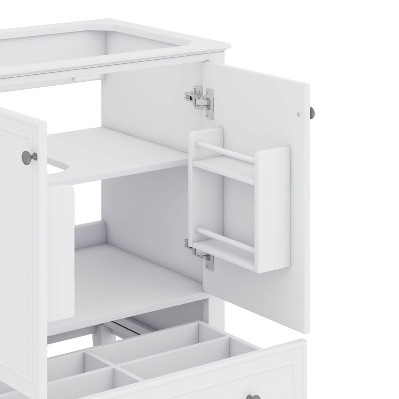 Armoire multifonctionnelle 30 po avec lavabo et base de meuble-lavabo avec portes et tiroir, Blanc