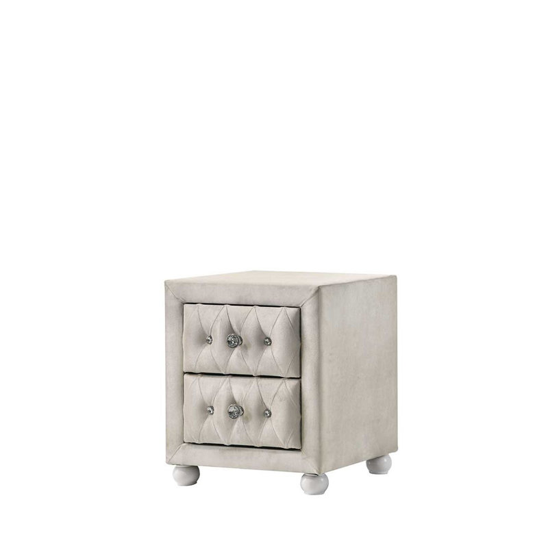 Beige Fabric Nightstand