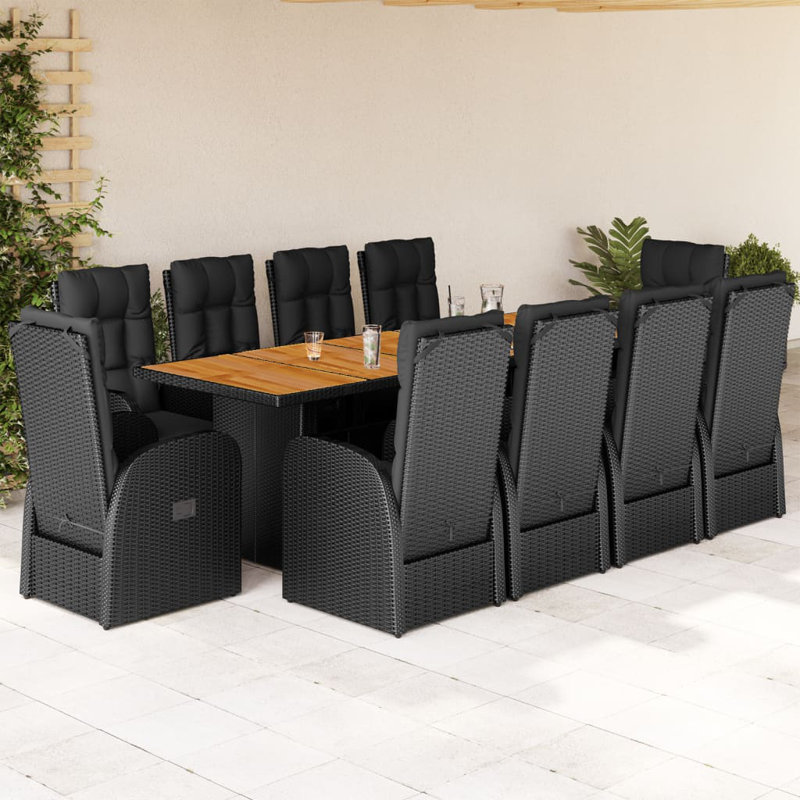  Garden Dining Set Black, 10