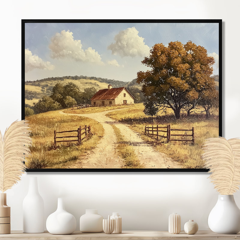 Texas Ranch Horizon II - impression d'art mural Texas, H 16 po x l 32 po, Impression dans un cadre flottant sans passe-parto