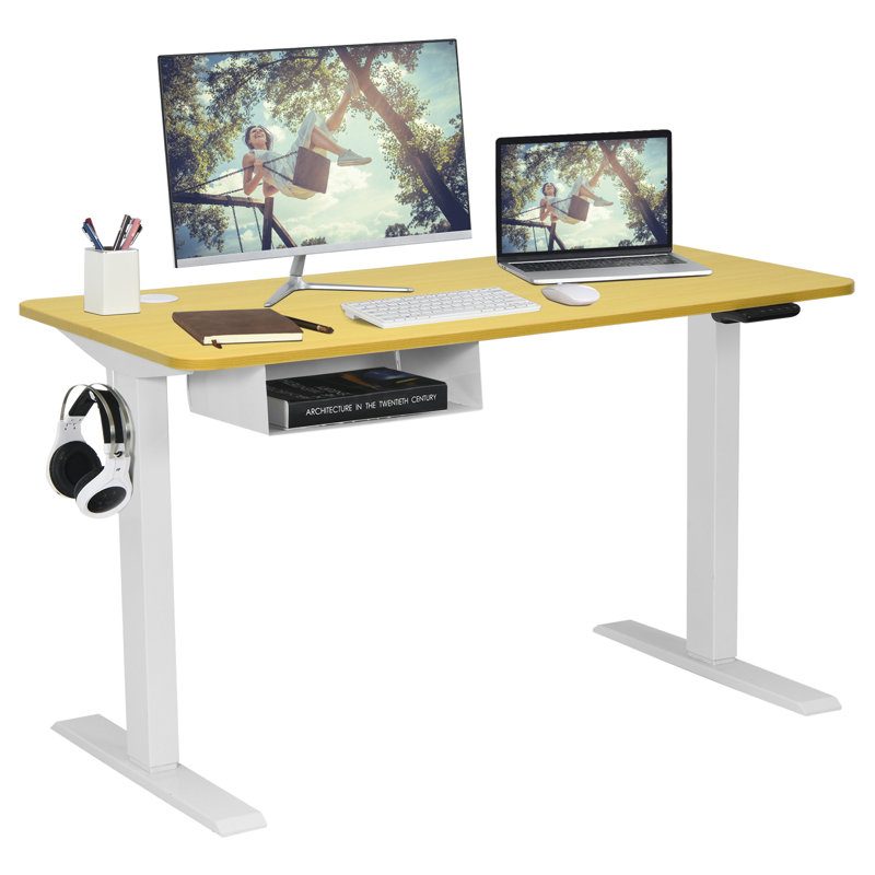 Bureau à hauteur réglable Gramm, Beige / blanc